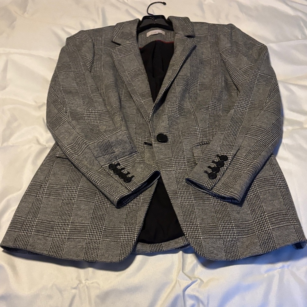 LOFT Charcoal Checkered Blazer
